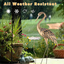 42'' Heron Garden Statue for Outside, Crane Outdoor Statue & Sculpture with Lotus Leaf, Metal Heron Yard Art Decor for Garden, Yard, Lawn, Pond (Gold & Blue) by GreenHaven Gardens