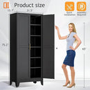 Kitchen Pantry Storage Cabinet with Doors and Adjustable Shelves, Metal ClosetMaid Food Pantry Cabinets, 75" Tall Freestanding Cupboard for Kitchen, Laundry or Utility Room, Black by CozyNest Decor