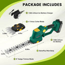 Cordless Hedge Trimmer, 2-in-1 Electric Bush Trimmer and Handheld Grass Cutter, 22V Lightweight Mini Shrub Trimmer Grass Clippers with 1 Battery and Charger, Perfect Gardening Yard Tools by GreenHaven Gardens