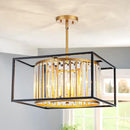 5-Lights K9 Crystal Chandelier, Modern Style Pendant Light Fixture for Dining Room, Bedroom & Living Room, Gold & Black Finish, L16.5 * W16.5 * H12~48 inch (Adjustable Height) by CozyNest Decor