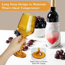 Amber Wine Glasses Set of 6-14oz Long Stem Wine Glass, Pretty Crystal Glassware, Hand Blown Goblets Drinkware, Unique Stemware Wine Glass Holiday Gift Set by CozyNest Decor