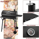 Charcoal Grills Outdoor BBQ Grill 30INCH Barrel Charcoal Grill with Side Table, 627 Square Inches, Outdoor Backyard Camping Picnics, Patio and Parties, Black by DNKMOR by GreenHaven Gardens