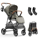 Air Lux Baby Stroller with Carbon Fiber Frame, One-Hand Fold & Reversible Seat, Magnetic 5-Pt Harness, Car Seat Adapter, 15.8lbs, Vetiver by TinyTreasures Baby Boutique