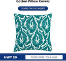 HWY 50 Teal Decorative Throw Pillow Covers 18x18 Inch (1 Piece), Embroidered Cotton Farmhouse Cushion Cover Pillow Case for Sofa Couch Living Room Bed Bedroon, Floral Branches by CozyNest Decor