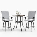 Sophia & William Outdoor Bar Set, Patio Bar Table and Chairs Set, Bar Height Patio Set - 2 x Swivel Bar Chairs(Grey), 1 x Square Bar Table(Wood-Like) by CozyNest Decor