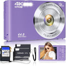 Digital Camera for Teens, FHD 4K 44MP Digital Camera Purple with 64GB SD Card 16X Digital Zoom, Cameras for Photography Compact Point and Shoot Camera for Teen Boys Girls Kids Camera Digital Purple by TinyTreasures Baby Boutique
