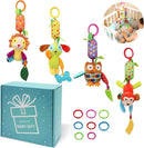 Bloobloomax Baby Soft Hanging Rattle, Car Seat Stroller Toys with Plush Animal C-Clip Ring for Infant Babies Boys and Girls 3 6 9 to 12 Months (12PCS-A) by TinyTreasures Baby Boutique