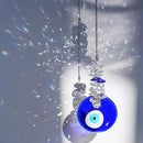 Blue Glass Evil Eye Talisman with Crystal Beads - Good Luck Charm, Home, Office, Car Decoration, Blessing Ornament, Reflects Negative Energy by GreenHaven Gardens