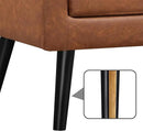 Yaheetech Mid-Century Accent Chairs, PU Leather Modern Upholstered Living Room Chair, Cozy Armchair Button Tufted Back and Wood Legs for Bedroom/Office/Cafe, Retro Brown by CozyNest Decor