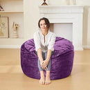 Bean Bag Chairs for Adults - Memory Foam Furniture BeanBag Chair - Kids/Teens Sofa with Soft Micro Fiber Cover - Round Fluffy Couch for Living Room Bedroom College Dorm - 3 ft, Purple by CozyNest Decor