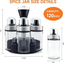 Mlici Oil and Vinegar Dispenser Set of 6 Bottles, Stainless Steel Salt Pepper Holder with 360° Rotating Holder, Cruet Soy Sauce - Premium Glass Condiment for Kitchen, Tabletop, Kitchen Containers by CozyNest Decor