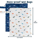 Tiny Twinkle Mess-Proof Waterproof Wet Dry Bag | 2-Pack Reusable Wet Bags for Swimsuits & Baby Clothes | Leakproof Wet Bag for Travel & Diaper Changes for Baby (Dinosaur, Ocean Life) by TinyTreasures Baby Boutique