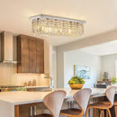 Siljoy Modern Crystal Chandelier 6-Lights Rectangular Flush Mount Pendant Ceiling Light Fixture Rectangle K9 Crystal Raindrop Chandelier for Dining Living Room Kitchen Island L31.5'' x W10'' x H10' by CozyNest Decor