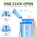 32oz Motivational Water Bottles with Time Marker & Fruit Strainer, Transparent Gradient Color Water Bottle with Times to Drink, Leakproof & BPA Free, Reusable Bottle with Strap (No Straw)