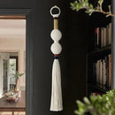 Macrame Wall Hanging Boho Decor Yarn Wall Art Small Sphericity Cotton Textile Tassel Hanging Fiber Art for Living Room Bedroom 27'' L x 2.3'' W by CozyNest Decor