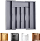 Kitchen Silverware Drawer Organizer and Storage Bamboo Wood Cooking Utensil Holder Cutlery Knife Jewelry Spice Rack Spoon Fork Multi Cabinet Organization Bathroom Counter Expandable Adjustable Tray by CozyNest Decor