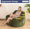 MAXYOYO Bean Bag Chair, Comfy Bean Bag Sofa with Back Support, Faux Fur Bean Bag Chair for Adults and Kids, Stuffed Floor Sofa for Living Room, Bedroom, Apartment, Green by CozyNest Decor