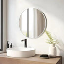Fabuday Silver Round Mirror for Wall 24 inch - Circle Mirror for Bathroom, Entryway, Living Room, Hallway, Vanity Decor, Small Matte Metal Frame Mirrors by CozyNest Decor