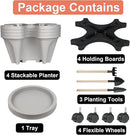 Vertical Planter 4 Tier Stackable Planters Garden Planters Strawberry Herb Flower and Vegetable Planter Indoor Outdoor Gardening Pots with Removable Wheels and Tools by GreenHaven Gardens
