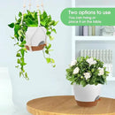 Hanging Planters for Indoor Outdoor Plants, 2 Pack Self Watering Hanging Pot with Drainage Holes, Removable Tray & 2 Kinds of Plant Hangers, 8'' Hanging Flower Pots for Home Garden Decor, White by GreenHaven Gardens