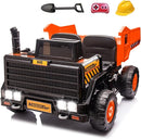 24V Ride On Dump Truck, 24inch-2 Seater Ride On Car for Kids w/Remote Control 4WD/2WD Up to 5 Mph, 24v Ride on Toys for Big Kids w/Electric Dump Bed Extra Shovel Traffic Cones (Orange) by TinyTreasures Baby Boutique