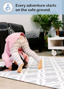 Baby Care Play Mat (Medium, Moroccan - Blue) 73’’ x 49’’ Original One-Piece Reversible Rollable Waterproof Play Mat for Infants, Babies, Toddler, and Kids by TinyTreasures Baby Boutique