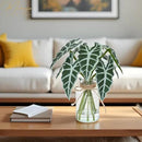 Artificial Flowers Turtle-Back, Alocasia Leaf, in Glass Vase with Faux Water,7Pcs Artificial Leaves Real Touch Latex Leaves for Centerpiece (2, Alocasia Leaf) by CozyNest Decor