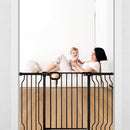 Baby Gate for Stairs 29-52 Inch Wide, Safety Gate for Baby Adjustable Pet Gate with Door Pressure Mounted Gates for Kids Toddler Dogs Extension Kit Indoor Stairway Doorway Black (30.5'' Tall) by TinyTreasures Baby Boutique