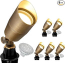 GKOLED 6 Pack Solid Brass Low Voltage Compact Spotlight, 12V AC/DC Waterproof Outdoor Landscape Spot Lights, Up Light with 5W 2700K MR16 Bulb for House Trees Garden Yard Lawn, Stake Included by GreenHaven Gardens