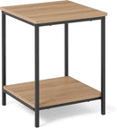 Amazon Basics - End Table with Bottom Shelf, Living Room Side Table, Steel Frame, Wooden Oak by CozyNest Decor