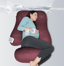 MOON PARK Pregnancy Pillows for Sleeping - U Shaped Full Body Maternity Pillow with Removable Cover - Support for Back, Legs, Belly, HIPS - 65 Inch - Burgundy - Cooling Cover by TinyTreasures Baby Boutique