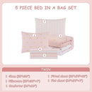 Twin Comforter Set with Sheets for Girls-5 Pieces Twin Bedding Sets with Pink Comforter, Sheets, Pillowcase & Sham for Kids (Pink Gold Bow, 66" X 86") by TinyTreasures Baby Boutique