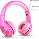 LilGadgets Connect+Wired Kids Headphones for School with Microphone, Volume Limiting & Noise Reduction Over-Ear Headset with Cord, SharePort Technology & SoftTouch Padding, Pink - Kid Headphones by TinyTreasures Baby Boutique