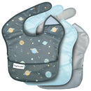 Tiny Twinkle Mess Proof Baby Bibs for Eating - Waterproof, Wipeable Bibs - Toddler Bibs - Travel Friendly - PFAS, PVC, BPA, Phthalate Free - Baby Food Bibs(3 Pack, Space) by TinyTreasures Baby Boutique