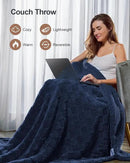 Pawque Super Soft Cozy Throw Blanket Twin Size for Couch Bed, Fluffy Sherpa Fleece Reversible Thick Warm Fuzzy Blanket for All-Season, 3D Checkered Jacquard Decorative Blankets, Navy Blue, 60" x 80" by CozyNest Decor