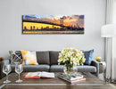 Philadelphia Skyline Wall Art Cityscape Living Room Decor Panorama Pictures City Building House Poster Canvas Print Bridge Sunset Scenery Office Bedroom Decorations Framed 13.8"x45.3" by CozyNest Decor