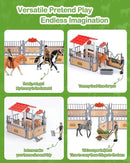Horse Stable Playset, Horse Gifts for Girls and Boys with 3 Horses and 2 Riders, Horse Toys Set Farm Animals Toys for Kids 3 4 5 6 7 8+ (New Model), Green by GreenHaven Gardens