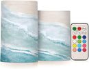 Flickering Flameless Candles, Bohemian Beach LED Candles with Remote Timer, Set of 2 Battery Operated Candle for Valentine Wedding Birthday by GreenHaven Gardens