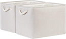 Bidtakay Large Fabric Storage Bins Beige Linen Closet Organizers Set of 2 Baskets for Shelves Clothes Bedroom 16x11.8x11.8 Inch Foldable Organization Baskets for Towels Blankets Storage Dog Toys by TinyTreasures Baby Boutique