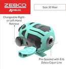 Zebco Rambler Fishing Reel and Rod Combo, Durable Fiberglass Rod with Built-in Carabiner, Patented No-Tangle Reel, Pre-Spooled with 8-Pound Zebco Fishing Line by TinyTreasures Baby Boutique