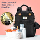 RUVALINO Diaper Bag Backpack-Multifunction Baby Travel Bag with Changing pad, Insulated Bottle Holders & Pacifier Case, Large Capacity, Waterproof, Black Leopard by TinyTreasures Baby Boutique