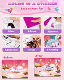 Baobrava Foil Art Fun Kit for Kids - DIY Toy Unicorn Princess Foil Art Craft Activity for Kids, Foam Stickers Fun Craft Kits & Supplies, Creative Christmas Birthday Gifts Travel Toys for 4 and Up by TinyTreasures Baby Boutique