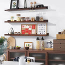 AZSKY Floating Shelves Deep Walnut for Wall Long Picture Ledge Shelf 48 Inch Beige Photo Ledge Shelves with Lip Wall Bookshelf for Kids Bedroom Living Room Bathroom Kitchen Wooden Spice Rack Set of 3 by CozyNest Decor