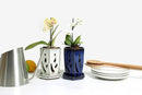 rePotme 4 x 6 inch Ceramic Orchid Pot (Sky Blue Over Cobalt) - Hexagon Orchid Pot with Holes by GreenHaven Gardens