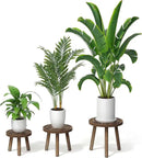 3-Pack Wood Plant Stands Indoor, Single Plant Stand for 6-12 Inch Pots, Mid-Century Modern Plant Stool, Tall Plant Stand for Large Plants for Living Room, Balcony, Office (Dark Brown) by GreenHaven Gardens