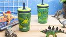 Zak Designs Dino Camo Kelso Tumbler 3pc Set, Leak-Proof Screw-On Lid with Straw, Bundle for Kids Includes Plastic and Stainless Steel Cups with Additional Sipper, 15 fluid ounces by TinyTreasures Baby Boutique