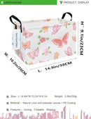 LANGYASHAN Rectangular Storage Bin Collapse Canvas Fabric Cartoon Storage Basket with Handles for Organizing Home Kitchen Boys and Girls Toys Office Closet Shelf Baskets (Rec Pink Butterfly) by TinyTreasures Baby Boutique