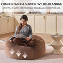 Bean Bag Chair 3Ft, Memory Foam Filled, Large Beanbag Chairs for Adults and Teens, Soft Sofa with Removable Flannel Cover, Round Couch for Living Room Bedroom College Dorm (Coffee, 3FT-36×36"×24") by CozyNest Decor