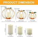 Halloween Metal Pumpkin Candle Holder, 3 Pcs Light up Orange Pumpkin Lantern with LED Flickering Yellow Candle Lights Build in Timer for Thanksgiving Halloween Harvest Fall Home Decor by CozyNest Decor