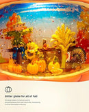 Fall Decor Snow Globe Lighted Pumpkin Thanksgiving Decoration Swirling Glitter Snow Globes Pumpkin Table Accent for Fall Harvest Day Decorations,Pumpkin&Scarecrow by CozyNest Decor